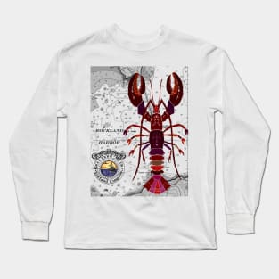 Rockland Maine Lobster Print Dark Long Sleeve T-Shirt